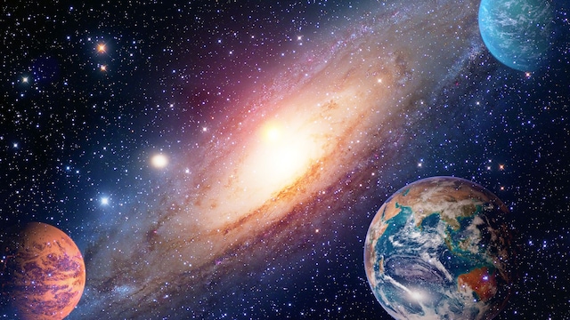 Astrología, astronomía, Tierra, espacio exterior, Sistema Solar, Marte, planeta, Vía Láctea, galaxia. Elementos de esta imagen proporcionados por la NASA.