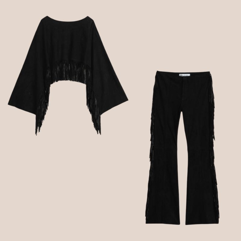 capa y pantalon de flecos