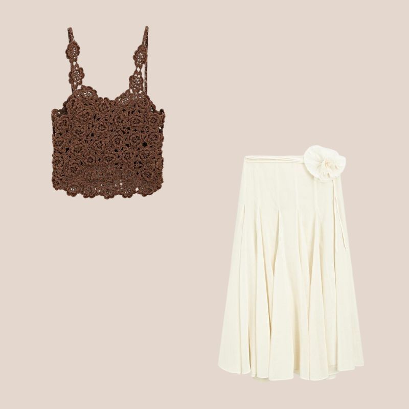 top de crochet y falda
