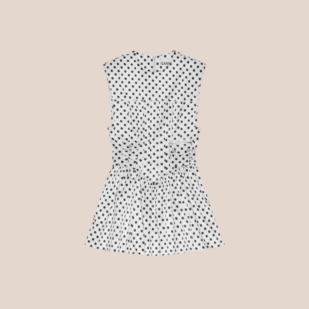 vestido satinado estampado de lunares